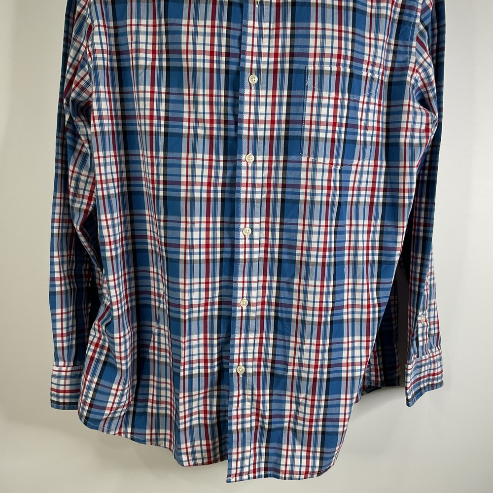 Chaps Men's XL Red Blue‎ Plaid Button Down Shirt Long Sleeve Casual 100%Cotton - Picture 9 of 15